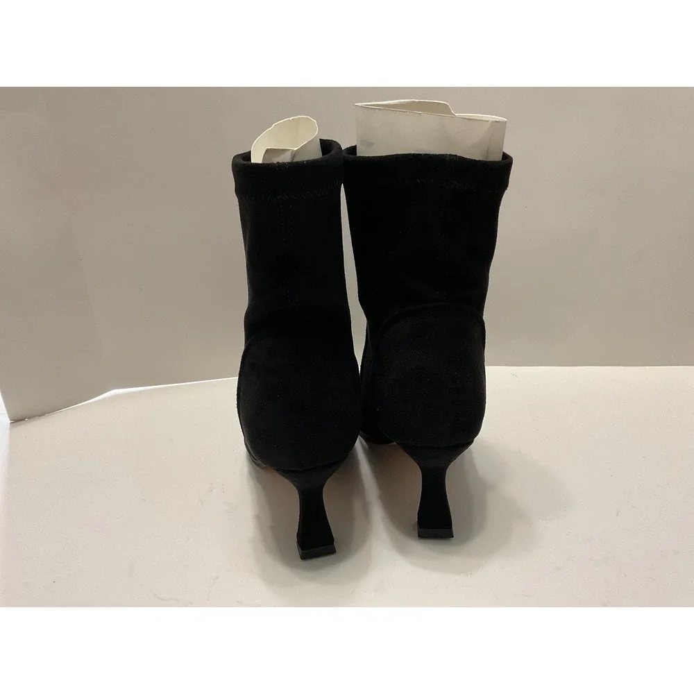 Modern Rebel Tori Black Faux Suede Pointed Toe Kitten Heel Ankle Boots Size8 Sh9